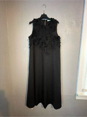 Toleen Sleeveless Black Maxi Dress with Ruffle Bodice